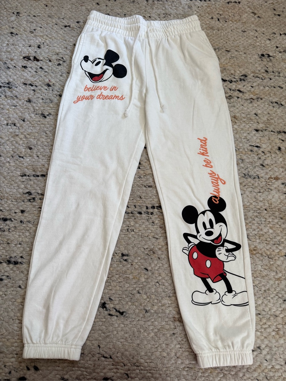 Mickey Mouse Sweatpants White Embroidered size small